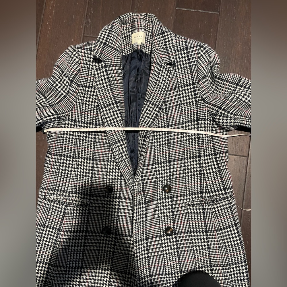 Price to sell: Sezane Johnson Coat Carreaux Ecru Noir - Size 42 - Picture 6 of 8